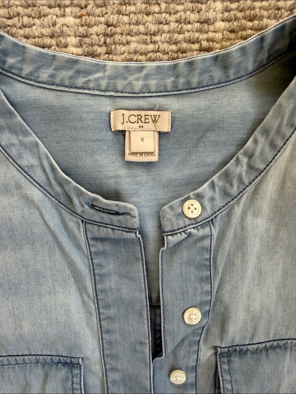 J. Crew Factory Light Blue Denim Button-Front Tunic Women’s Size Small - Picture 3 of 7